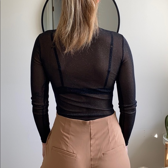 Worn once. DYNAMITE. Mesh long sleeve turtleneck. - Picture 2 of 3